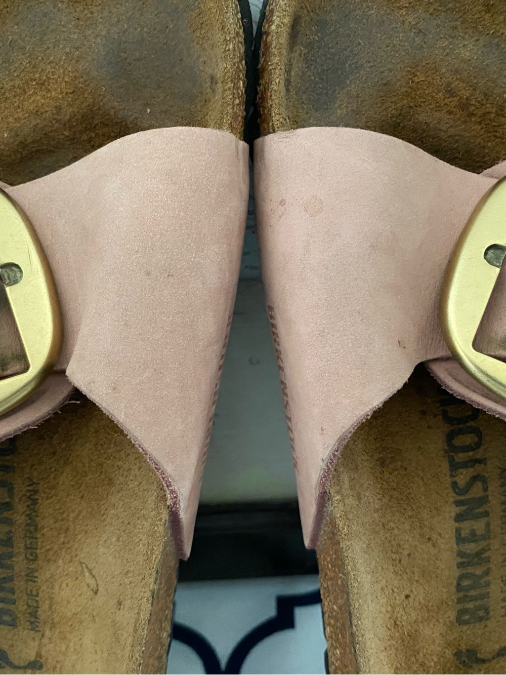 Birkenstock Madrid Gold Big Buckle Women Dusty Pink Nubuck Leather Sandal 39/7 - Picture 10 of 12